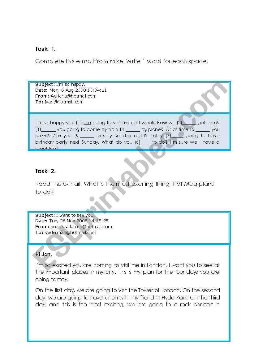 worksheet writing e-mail worksheet