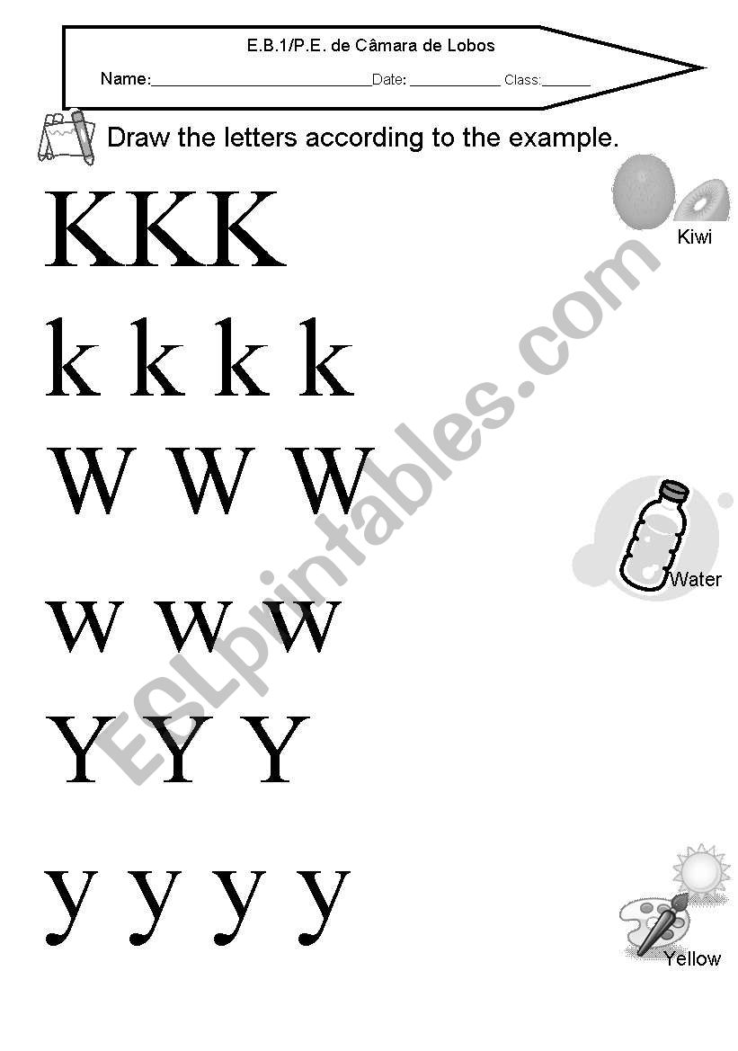 KWY alphabet letters worksheet