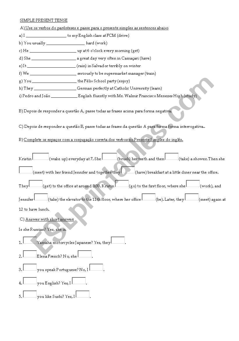 Past simple worksheet