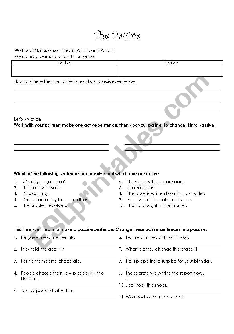 The Passive worksheet