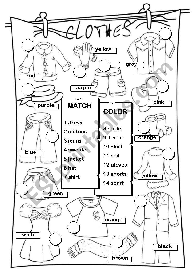 The Clothes English As A Second Language (esl) Worksheet You Can Do 9D9