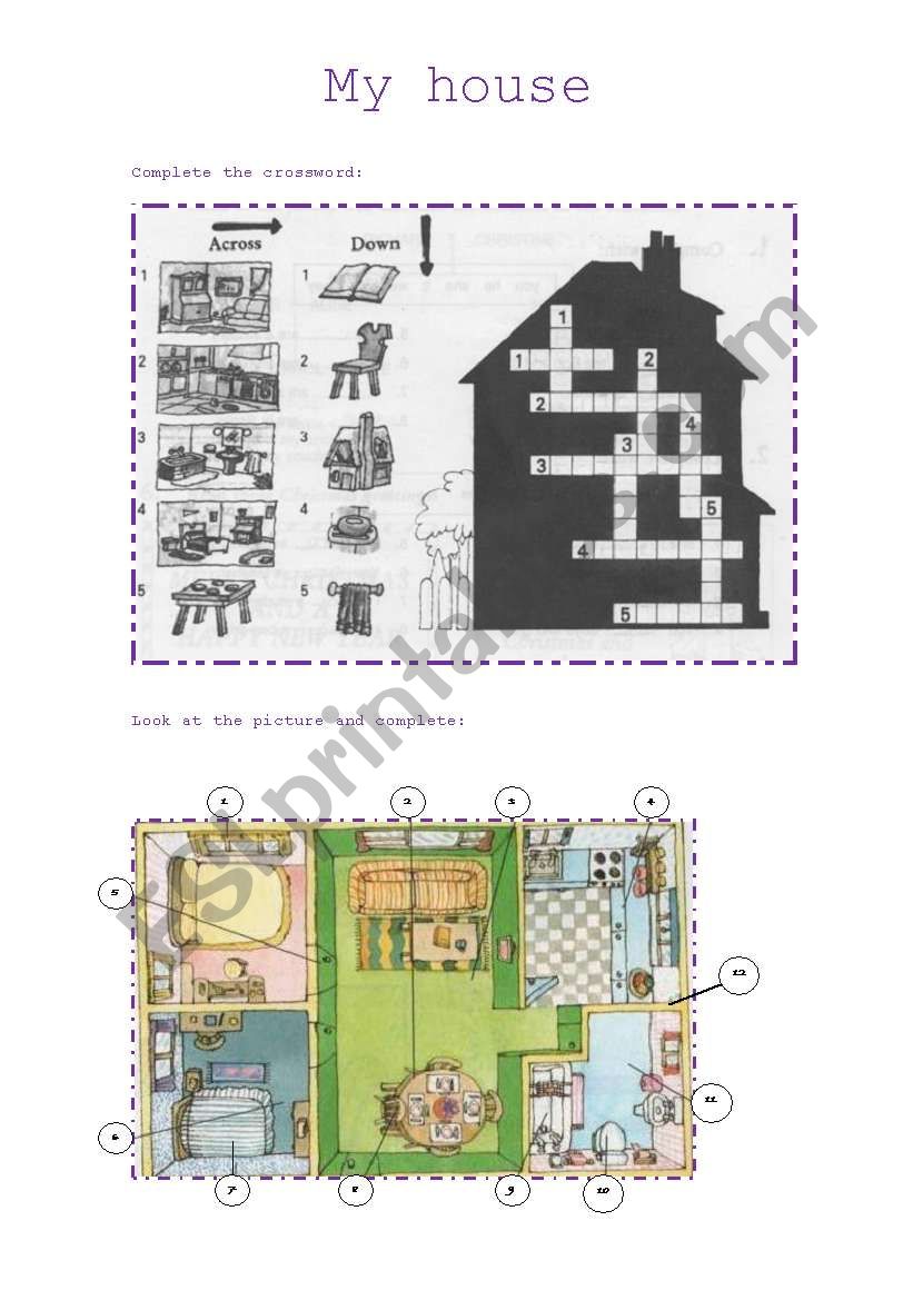 MY HOUSE (2 PAGES) worksheet