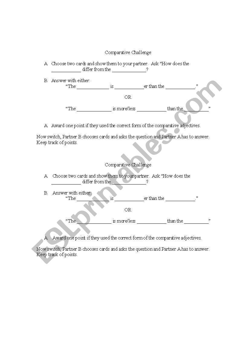 Comparative Adjectives worksheet