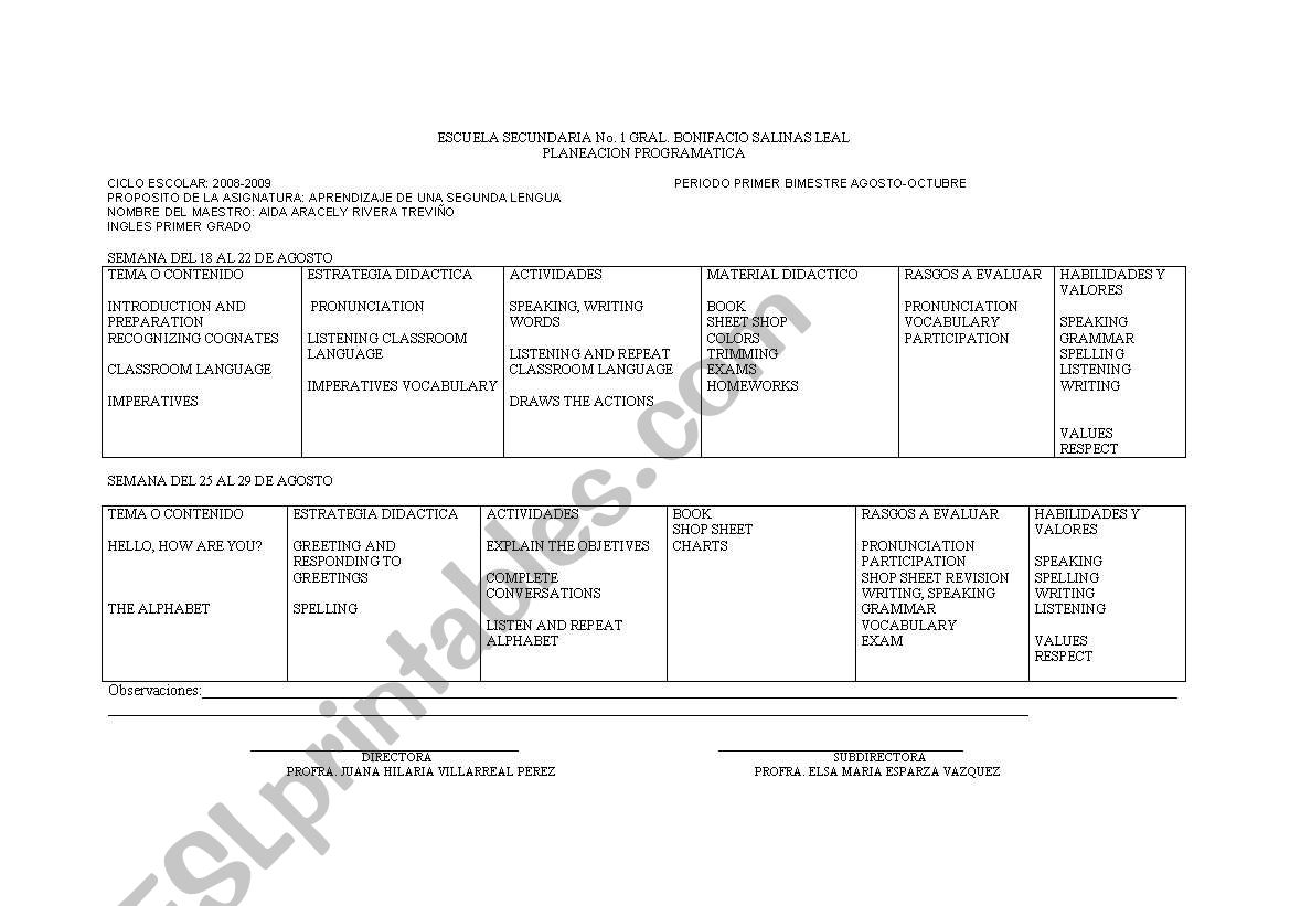 plans worksheet