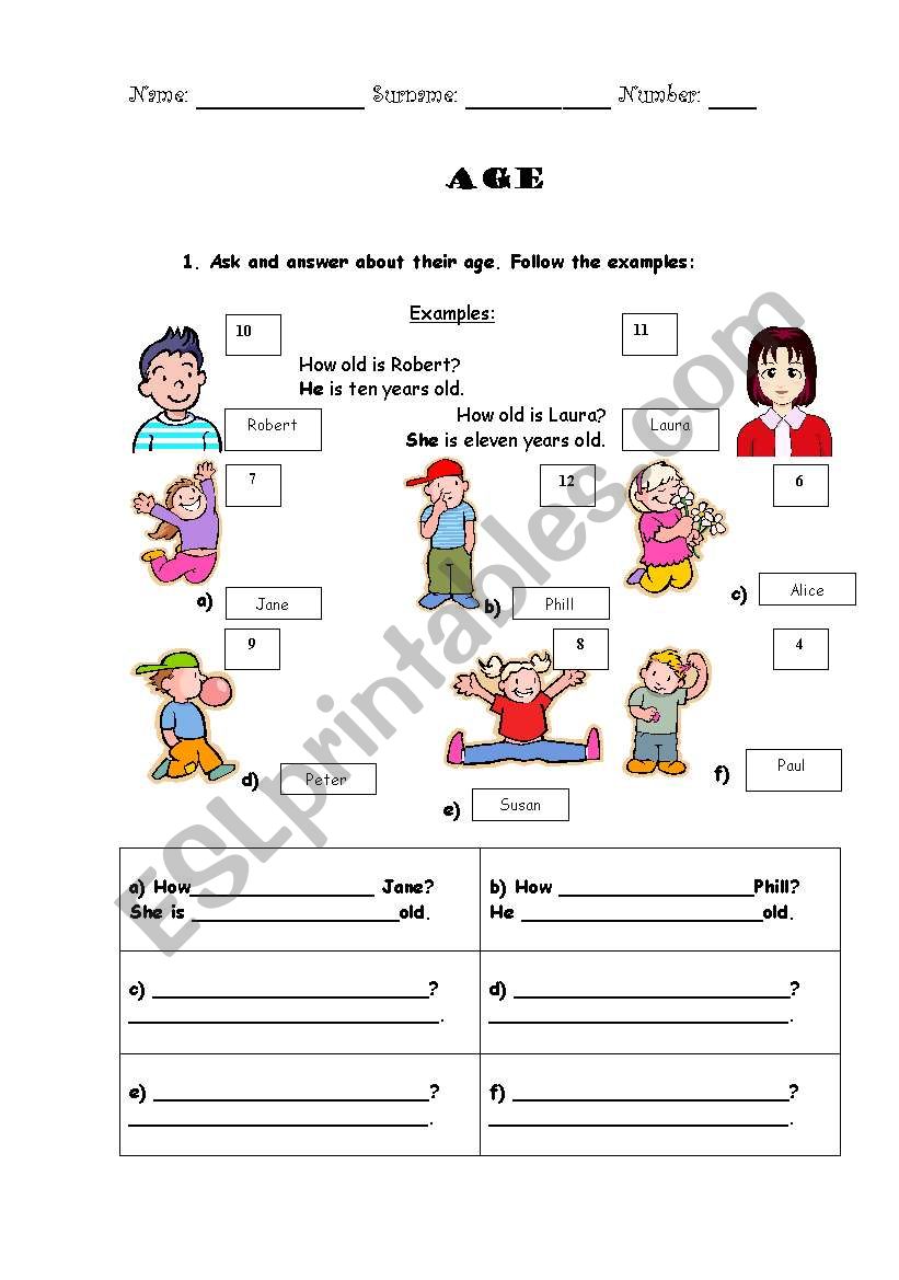 Age ESL Worksheet By Evelinamaria