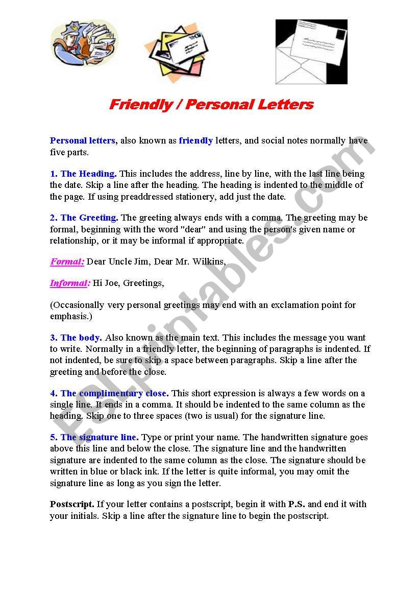 How To Write A Friendly Letter ESL Worksheet By Holzauge