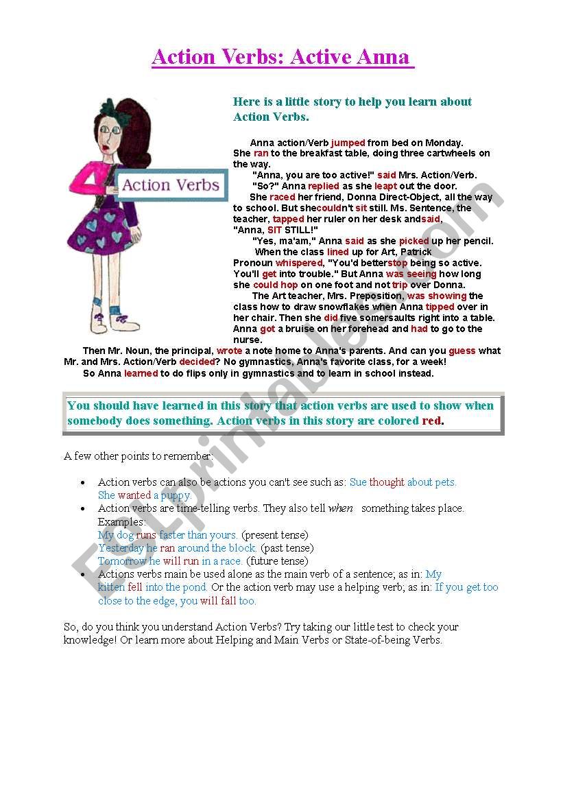 action verbs worksheet