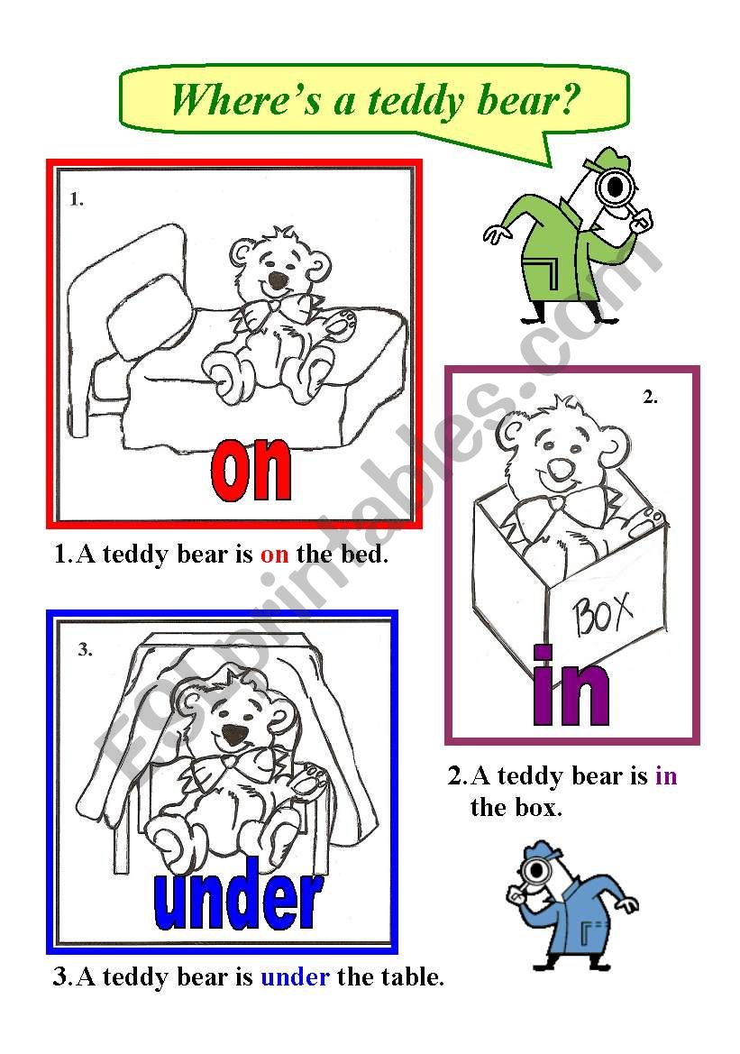 Where´s a teddy bear? - ESL worksheet by noola