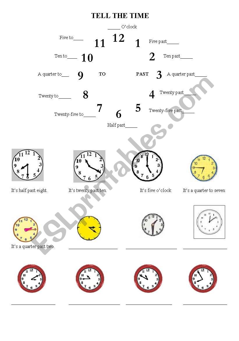 Tell the time worksheet