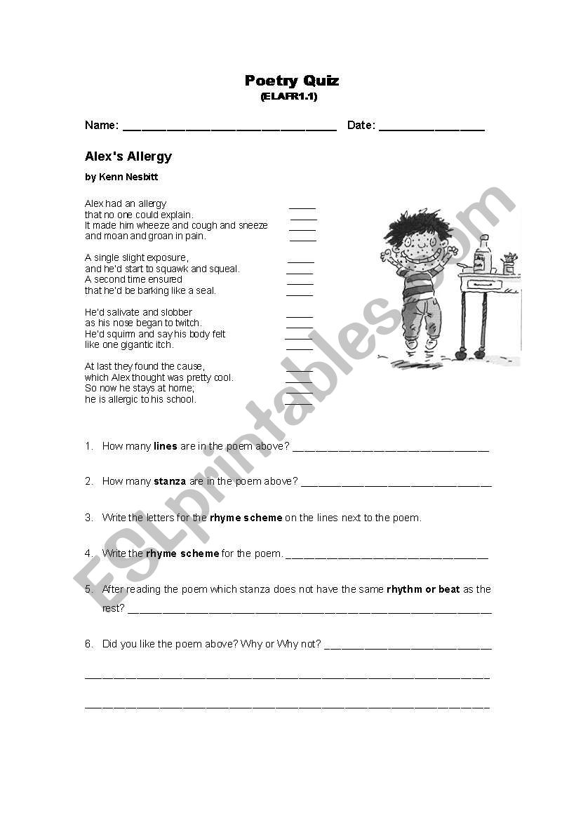 poetry worksheet