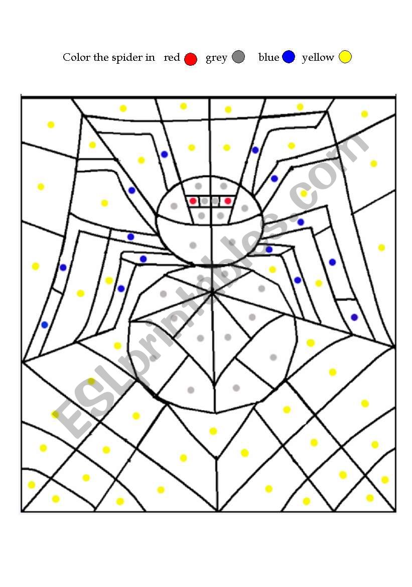 Coloring A Spider ESL Worksheet By Ahlm