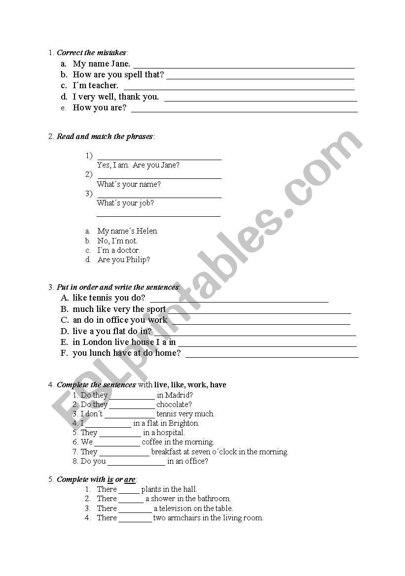 PRESENT SIMPLE TENSE worksheet