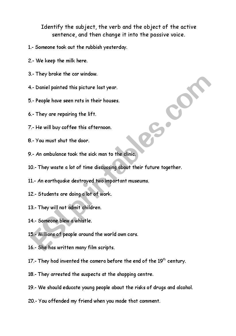 Passive Voice. worksheet