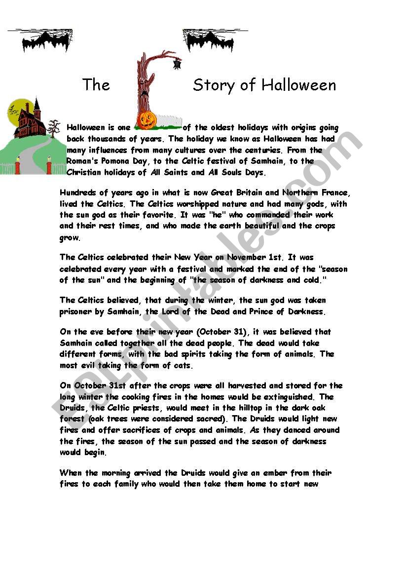 The story of Haloween worksheet