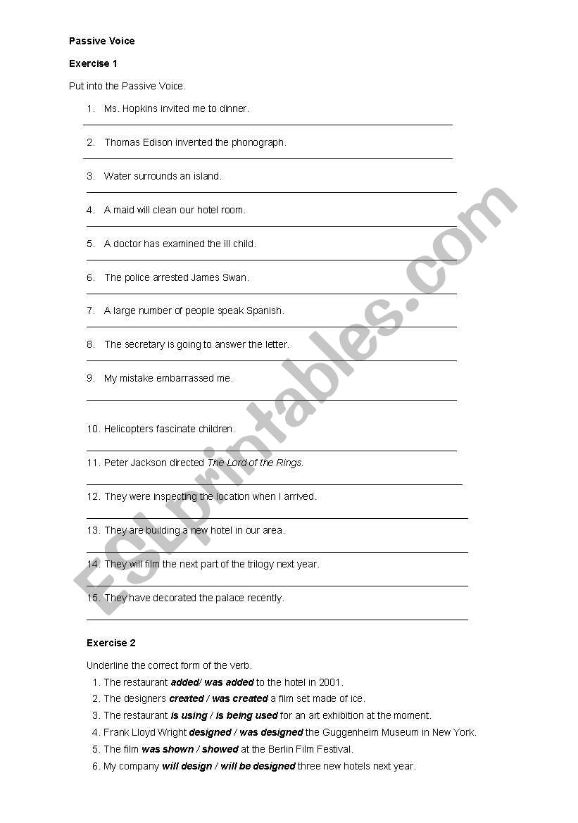 Passive Voice worksheet