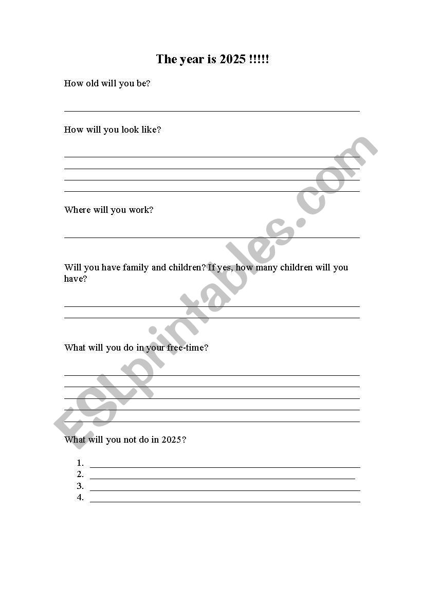 the year is 2025! worksheet
