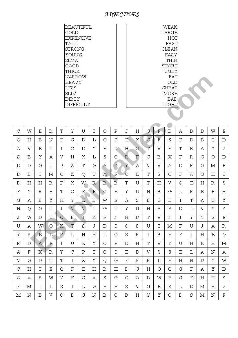 adjectives worksheet