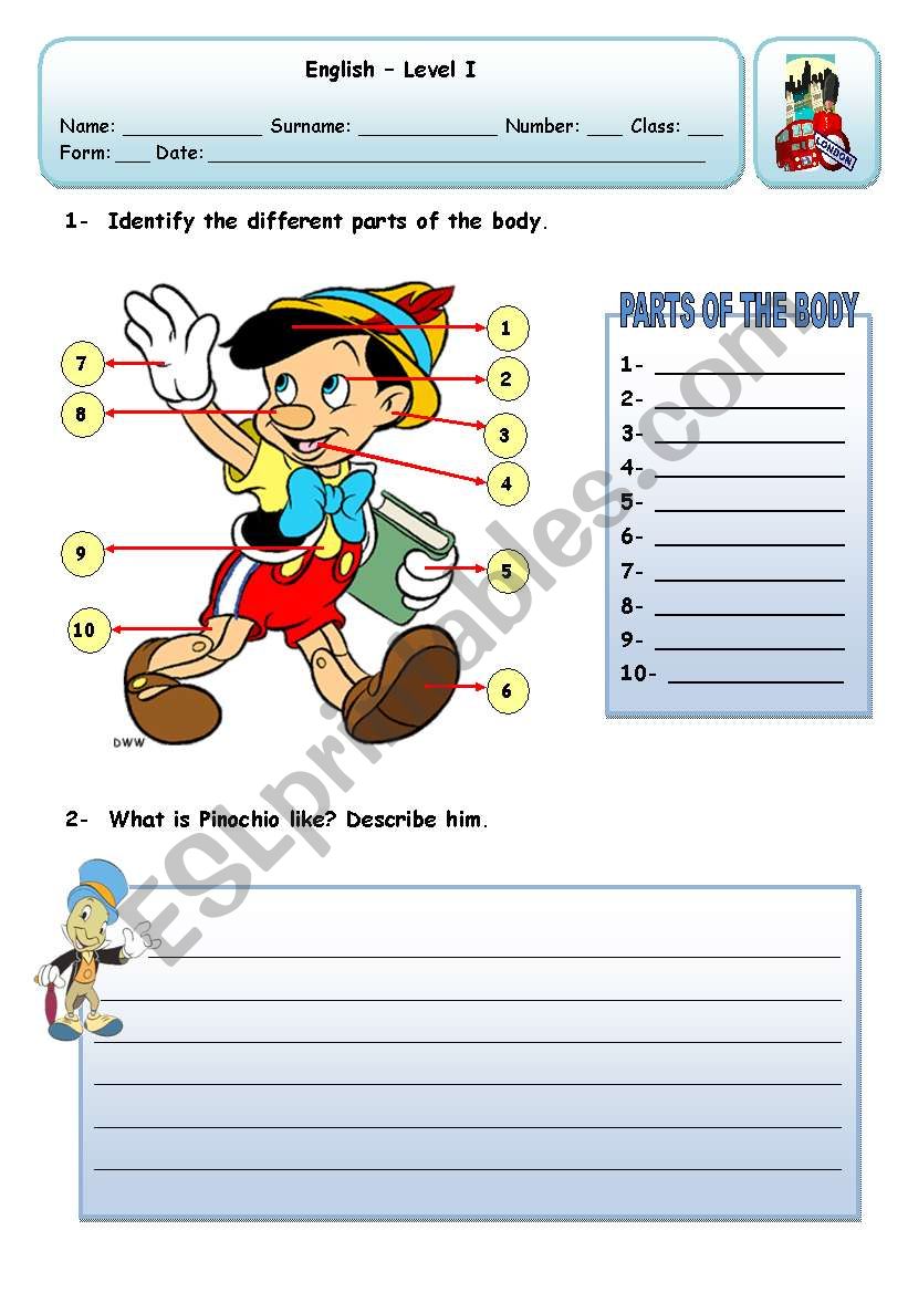 Pinocchio Reading Comprehension Worksheet