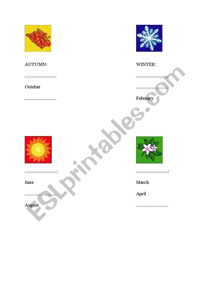 Seasons and months worksheet