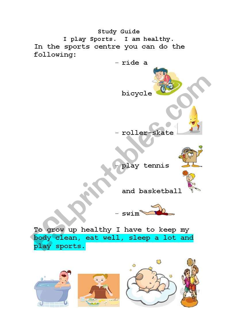 I am healthy worksheet