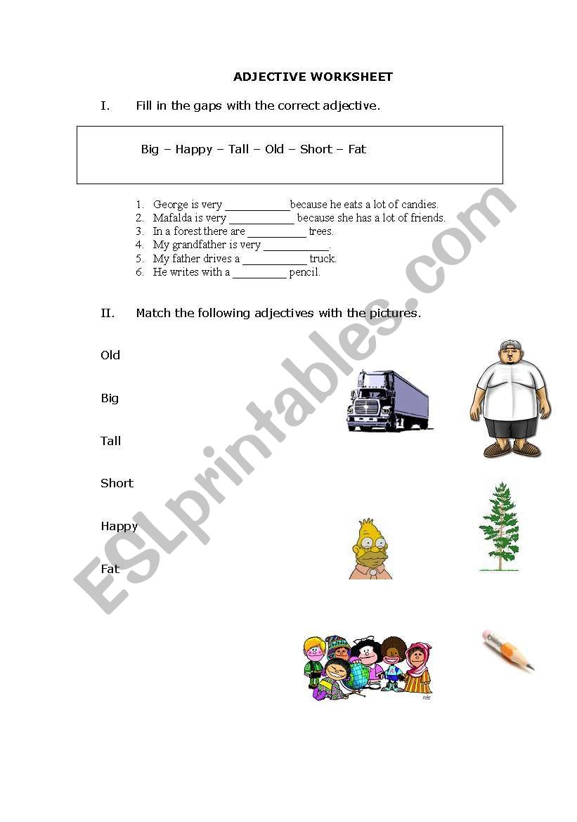 Adjective worksheet worksheet