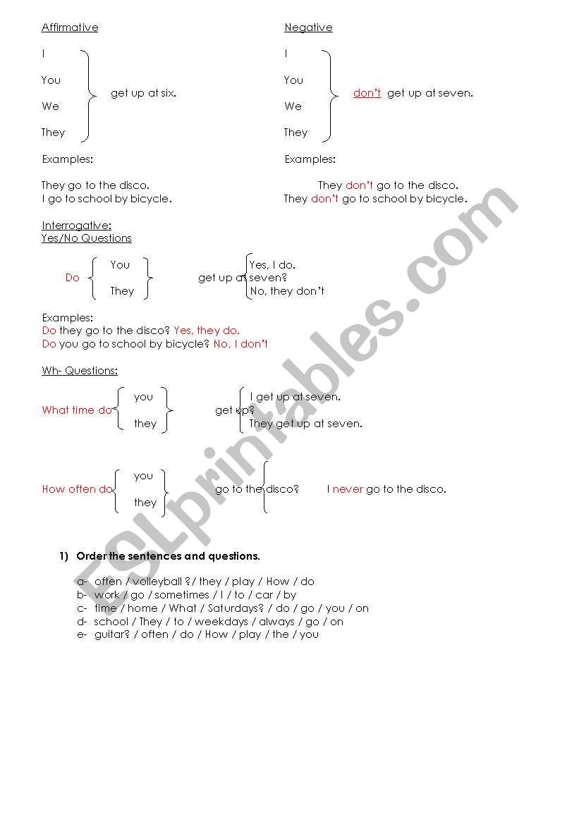 Simple present grammar worksheet