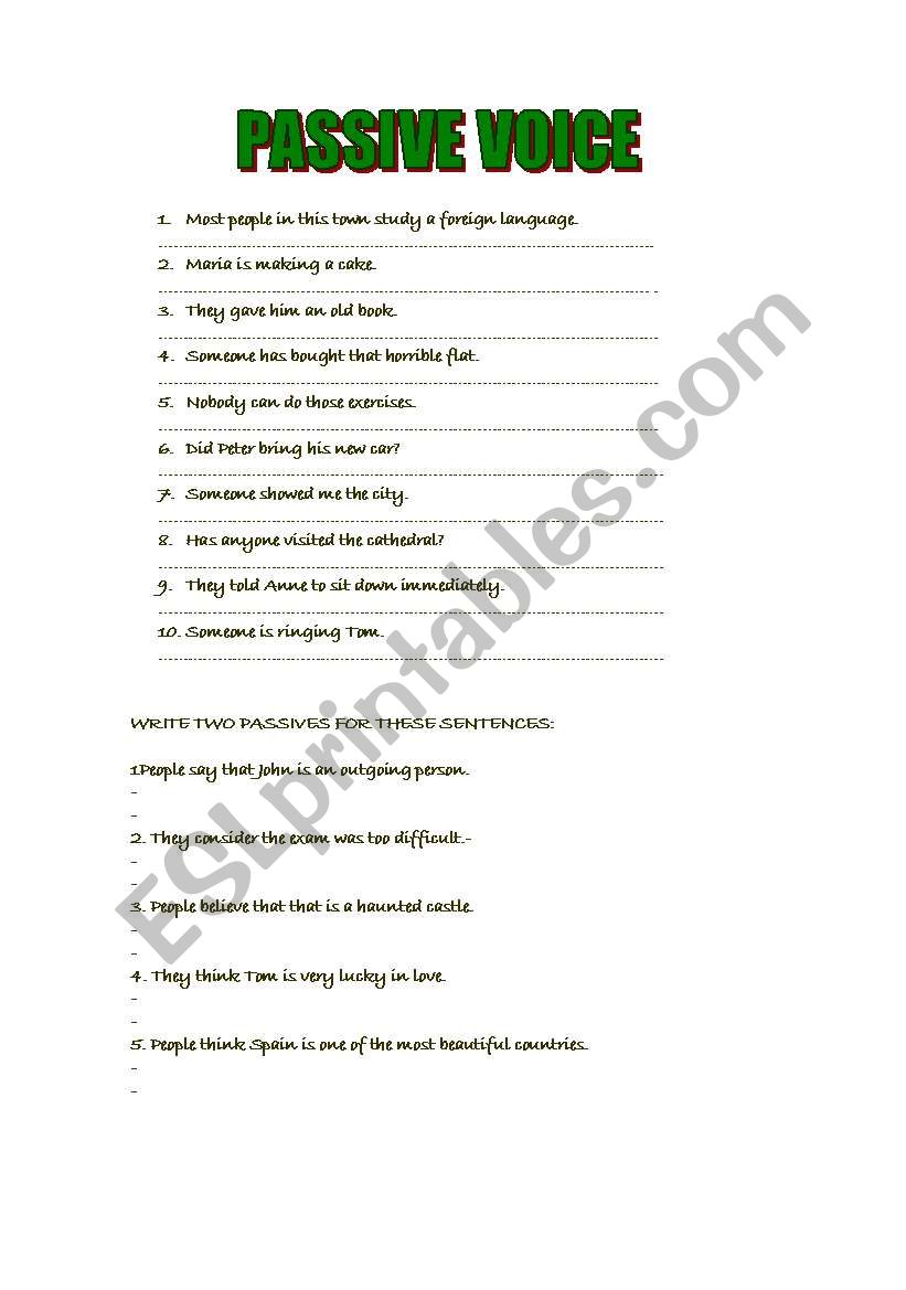 PASSIVE VOICE worksheet