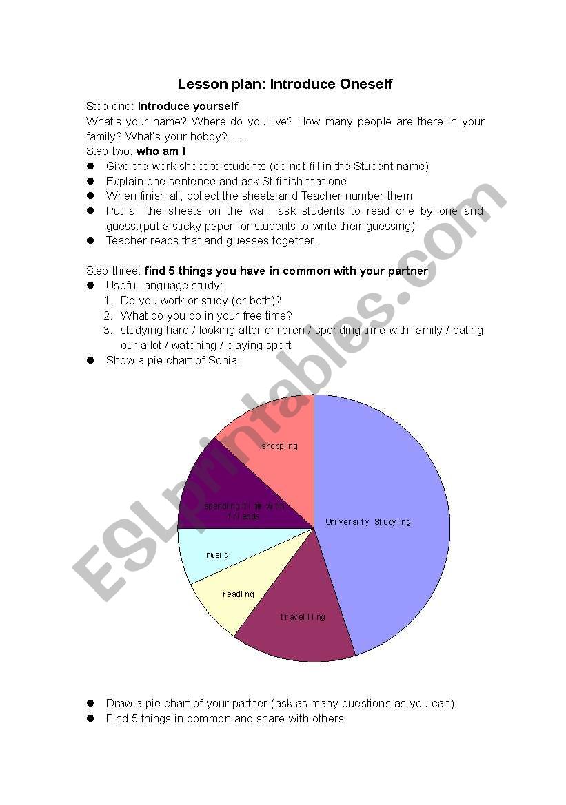 Introduce  yourself worksheet