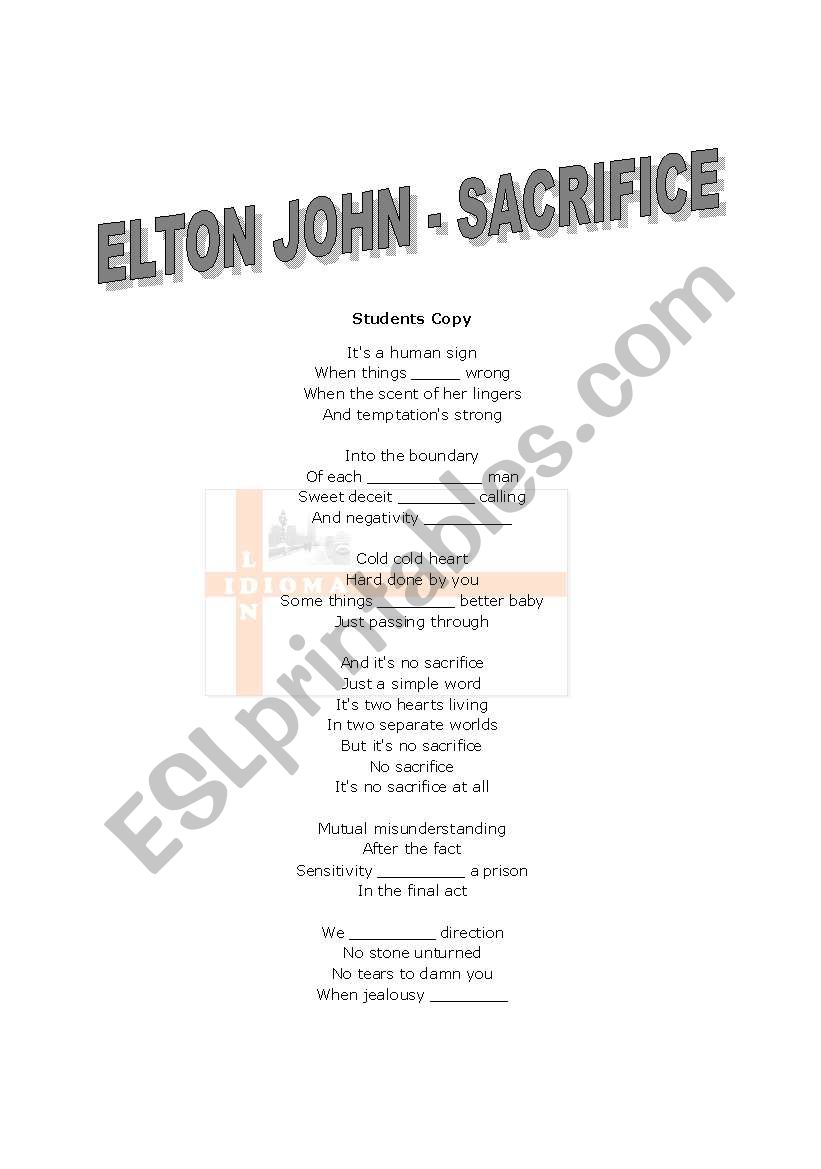 Sacrifice - Elton John  Lyrics (INGLES - ESPAÑOL) 