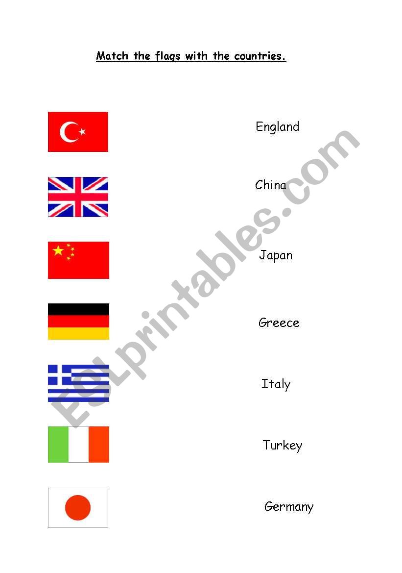 countries and flags  worksheet