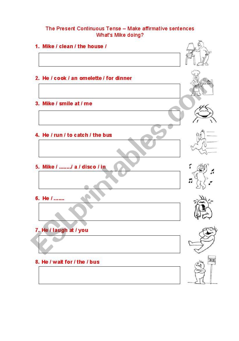 present continuous worksheet