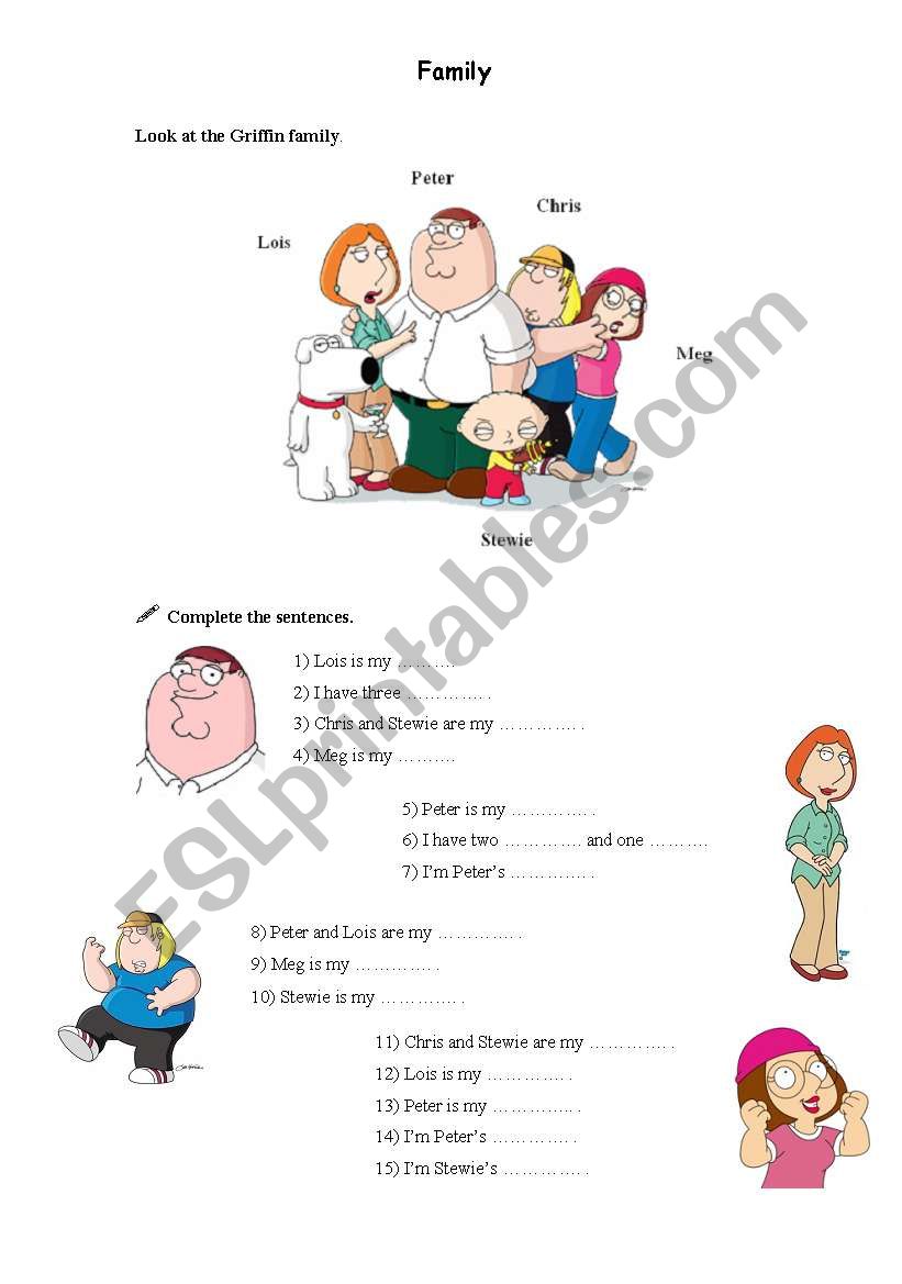 Griffin family worksheet