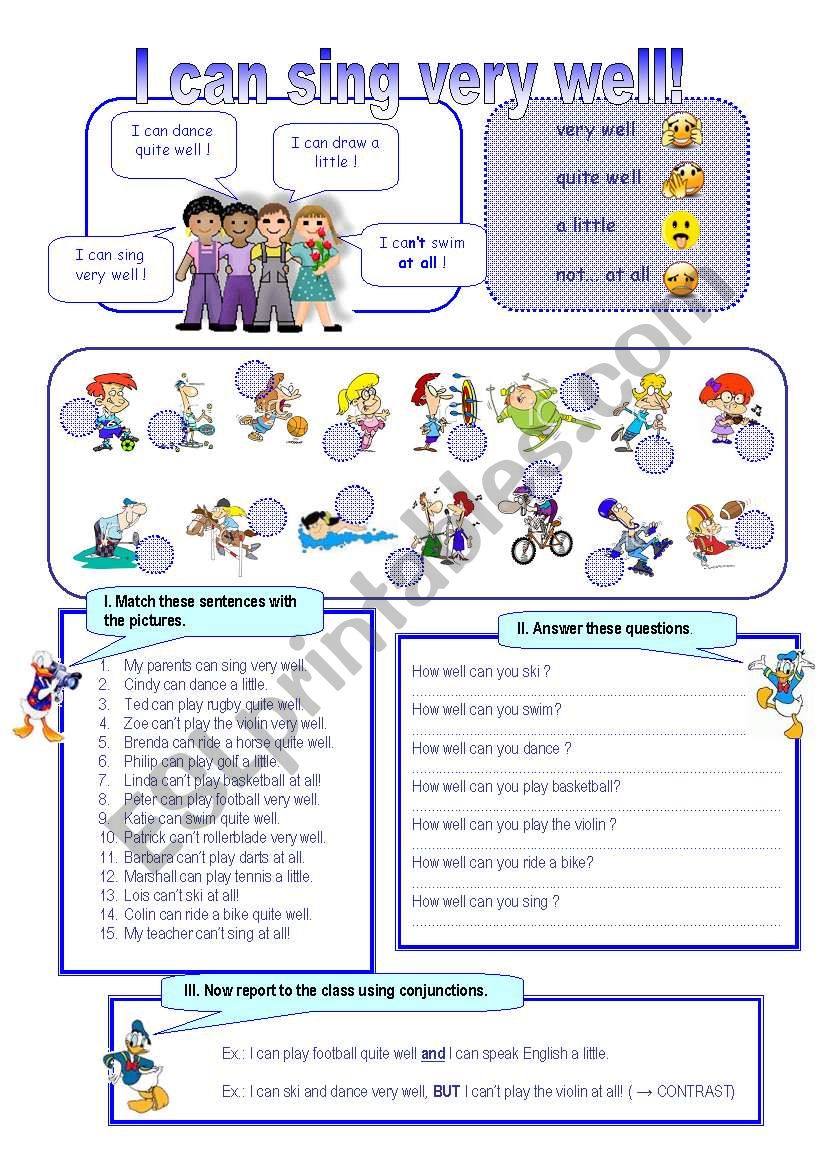 I Can Sing Very Well Esl Worksheet By Firstime