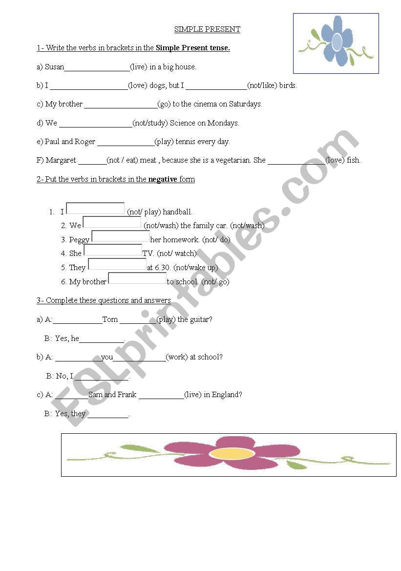 Full simple present practice worksheet