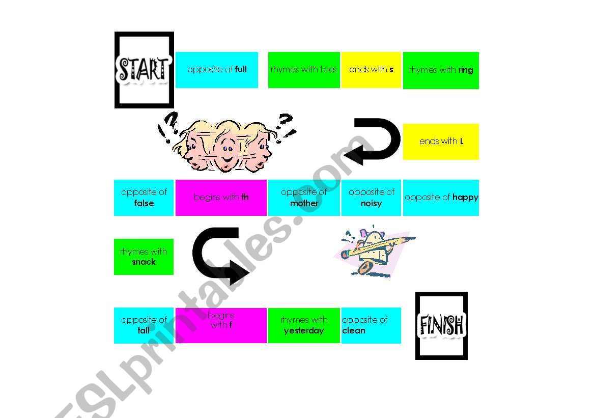 opposite board game worksheet