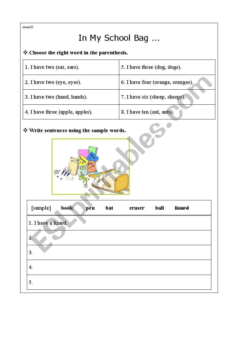 Noun-01 worksheet