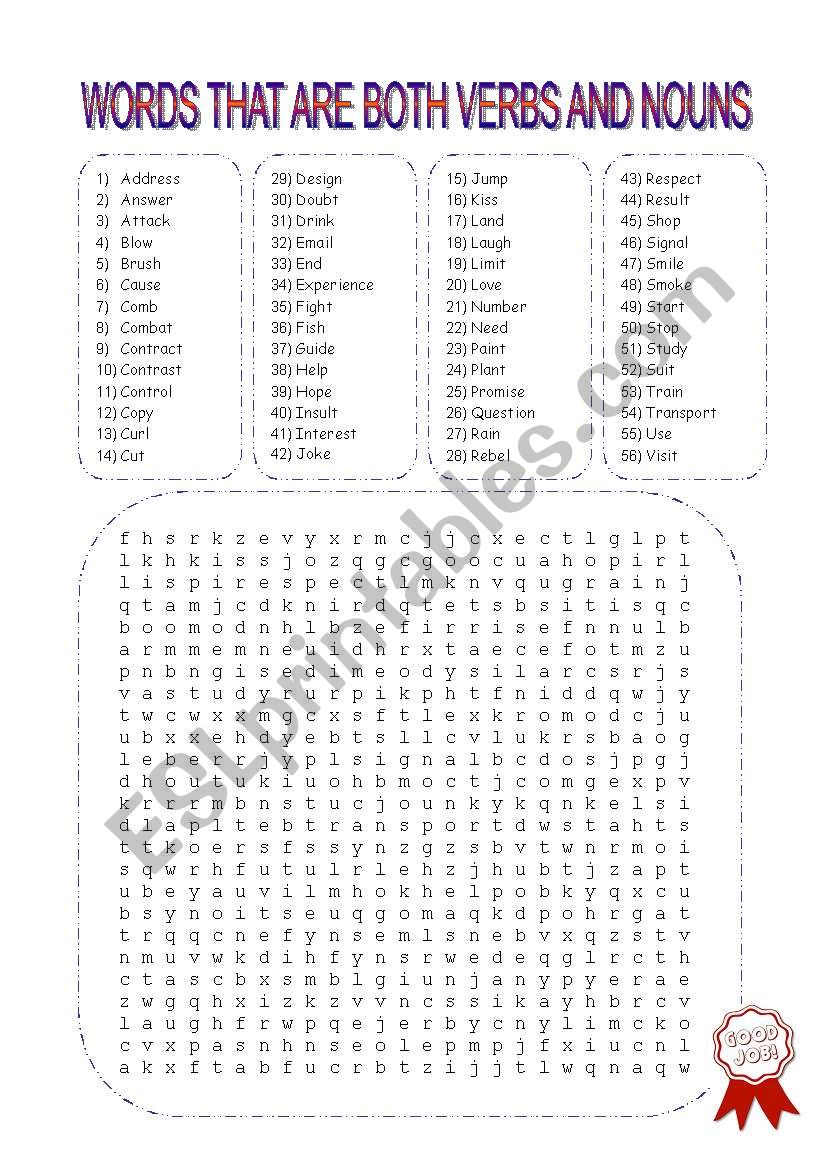 Words That Are Both Verbs And Nouns ESL Worksheet By Nessita77