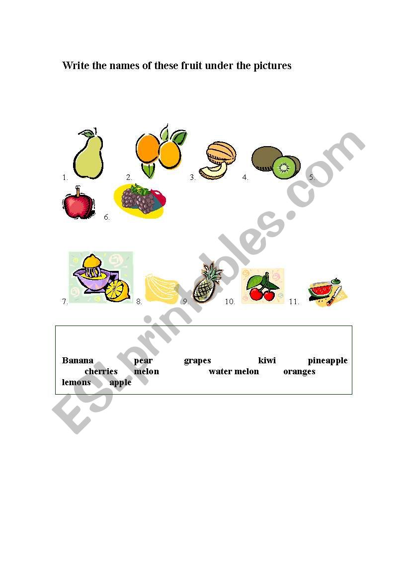 Fruit worksheet