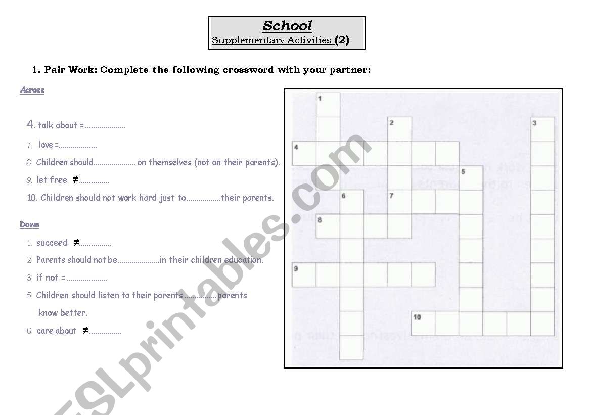 School :Supplementary Activities (Part2)