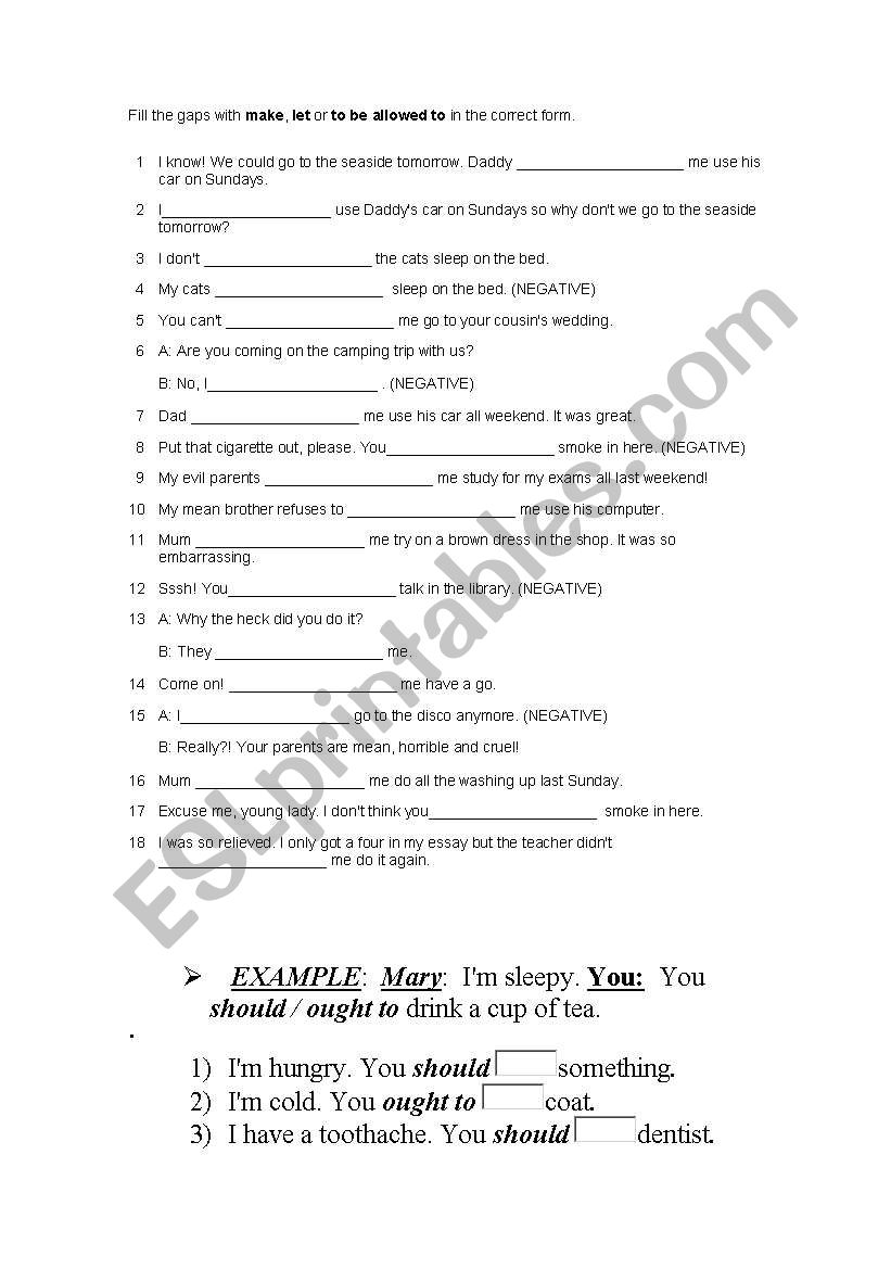 English worksheets: some grammars exercices