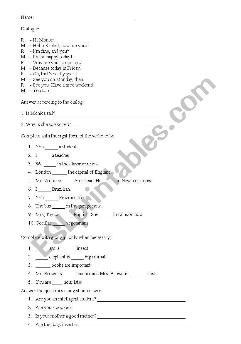 Exercises worksheet