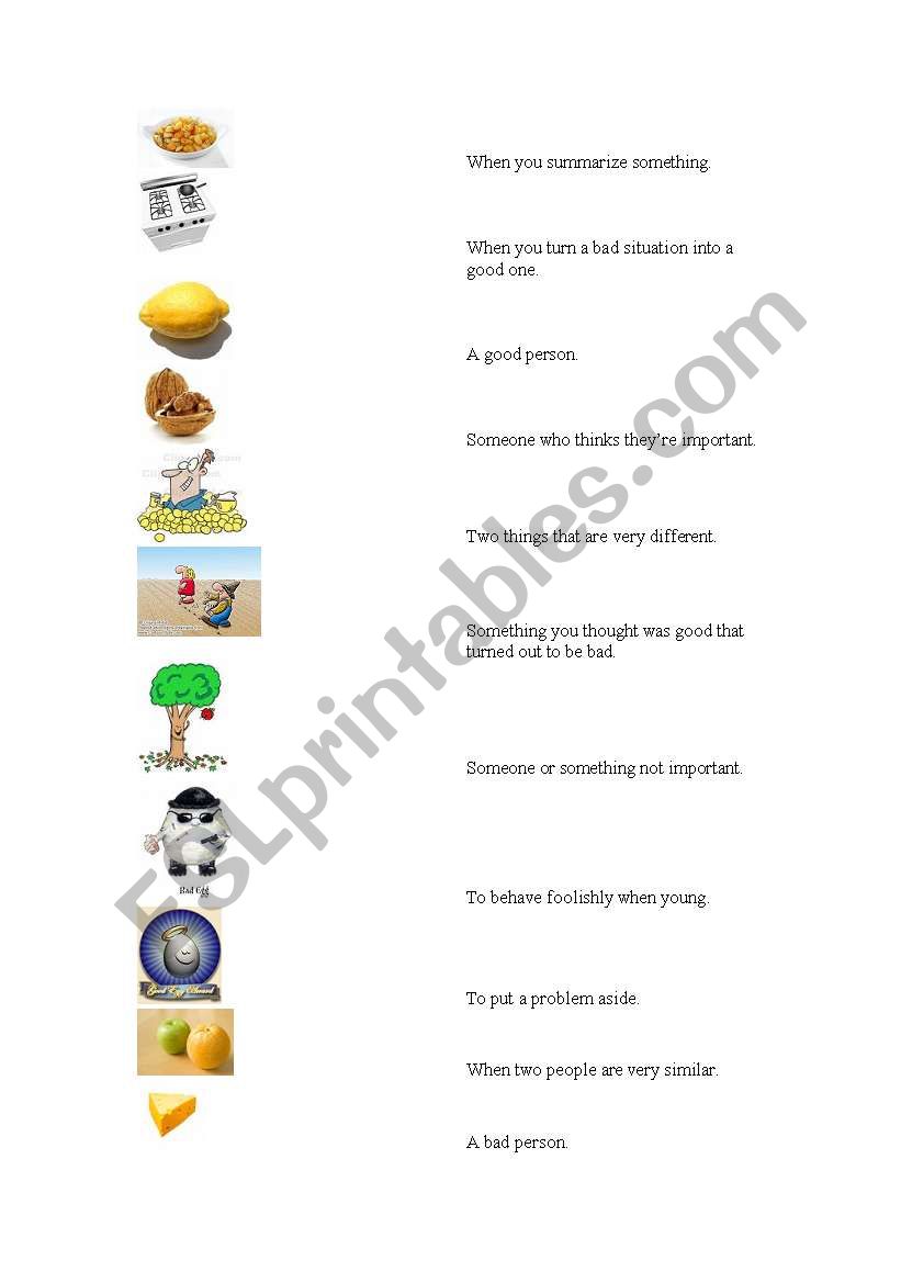 Food-Related Idioms worksheet