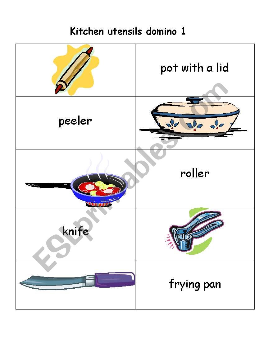 KITCHEN UTENSILS DOMINO worksheet