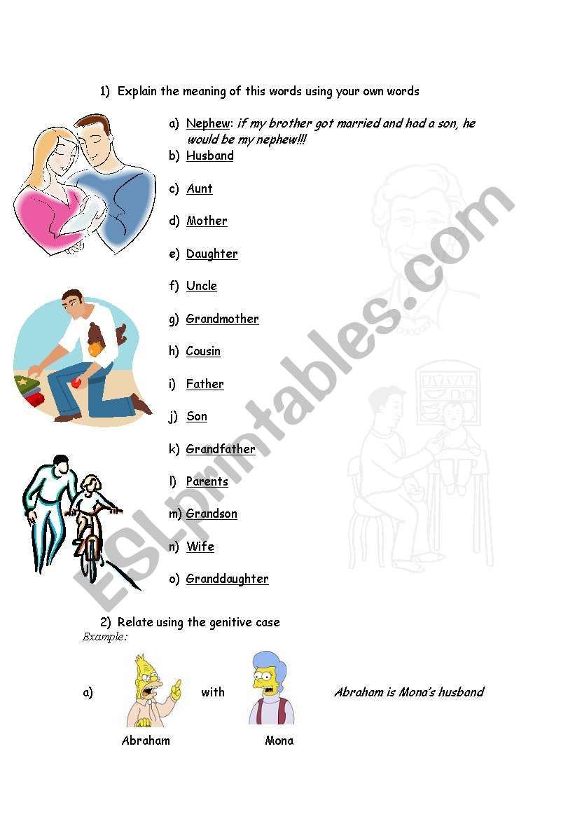 The family part 2 worksheet