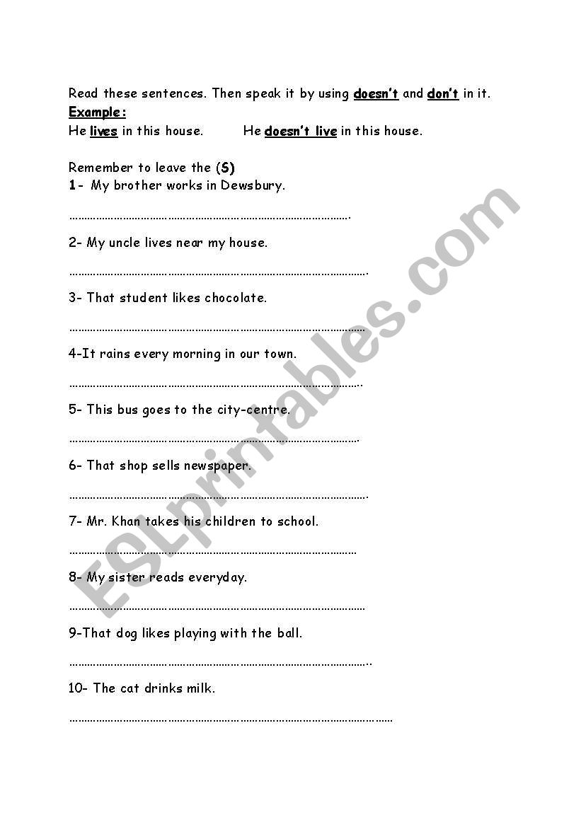 don´t and doesn´t - ESL worksheet by aftab57