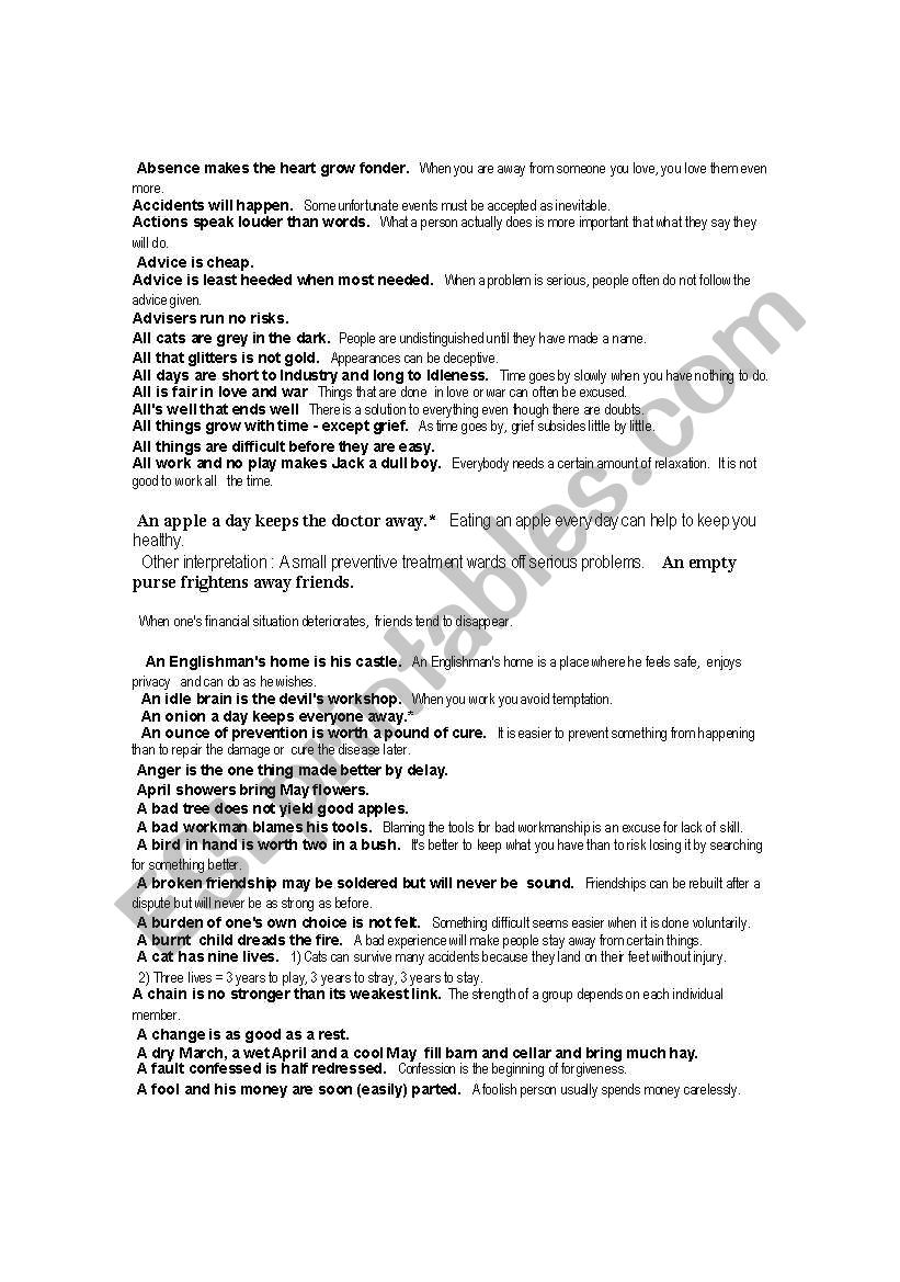 idioms worksheet