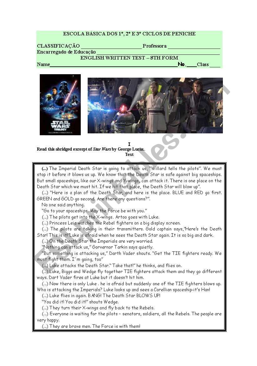 English Written test- cinema:Star wars