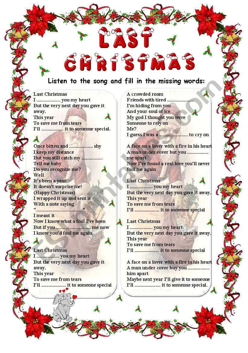 Last Christmas Lyrics Printable 2023 Calendar Printable