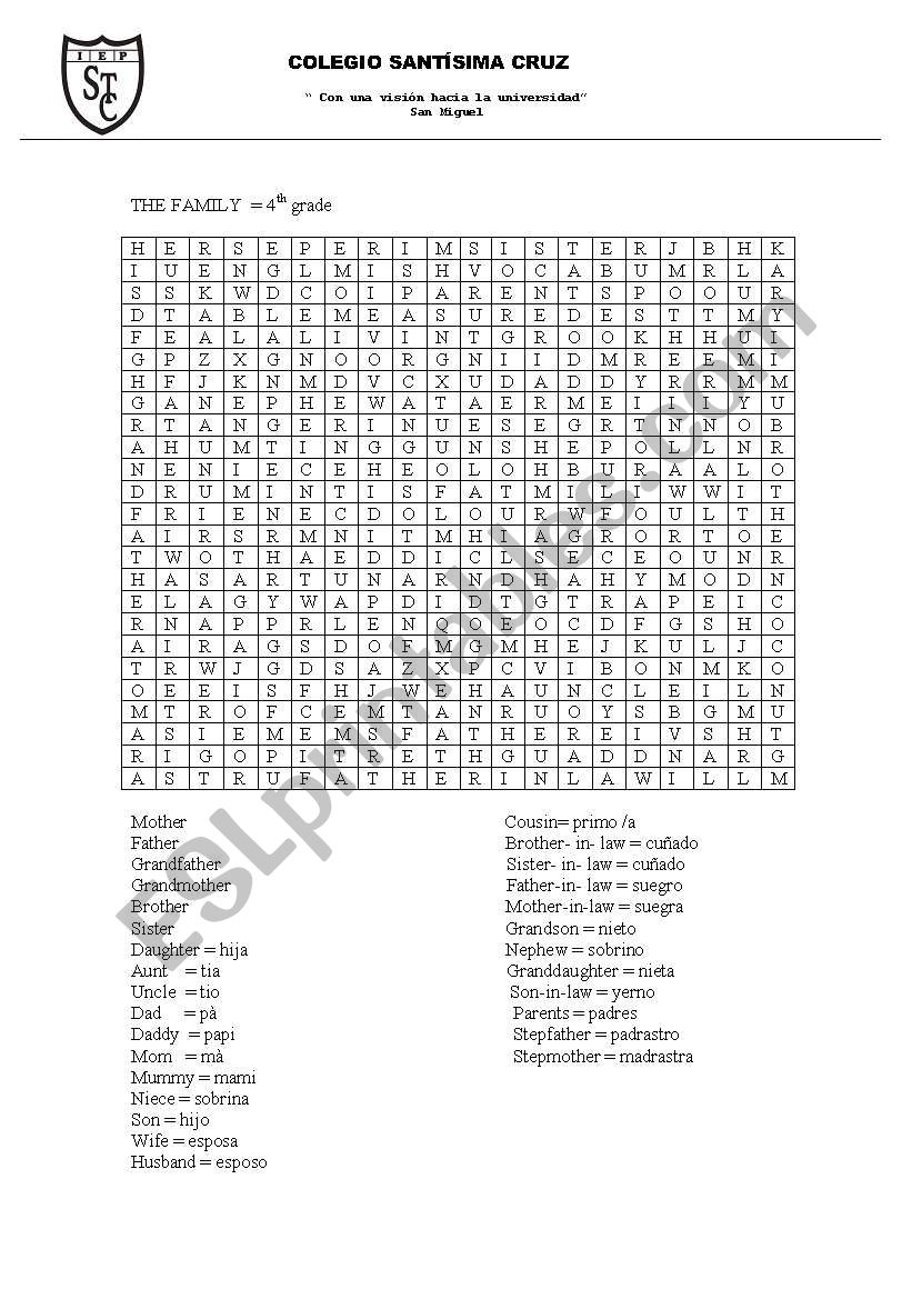 the family worksheet