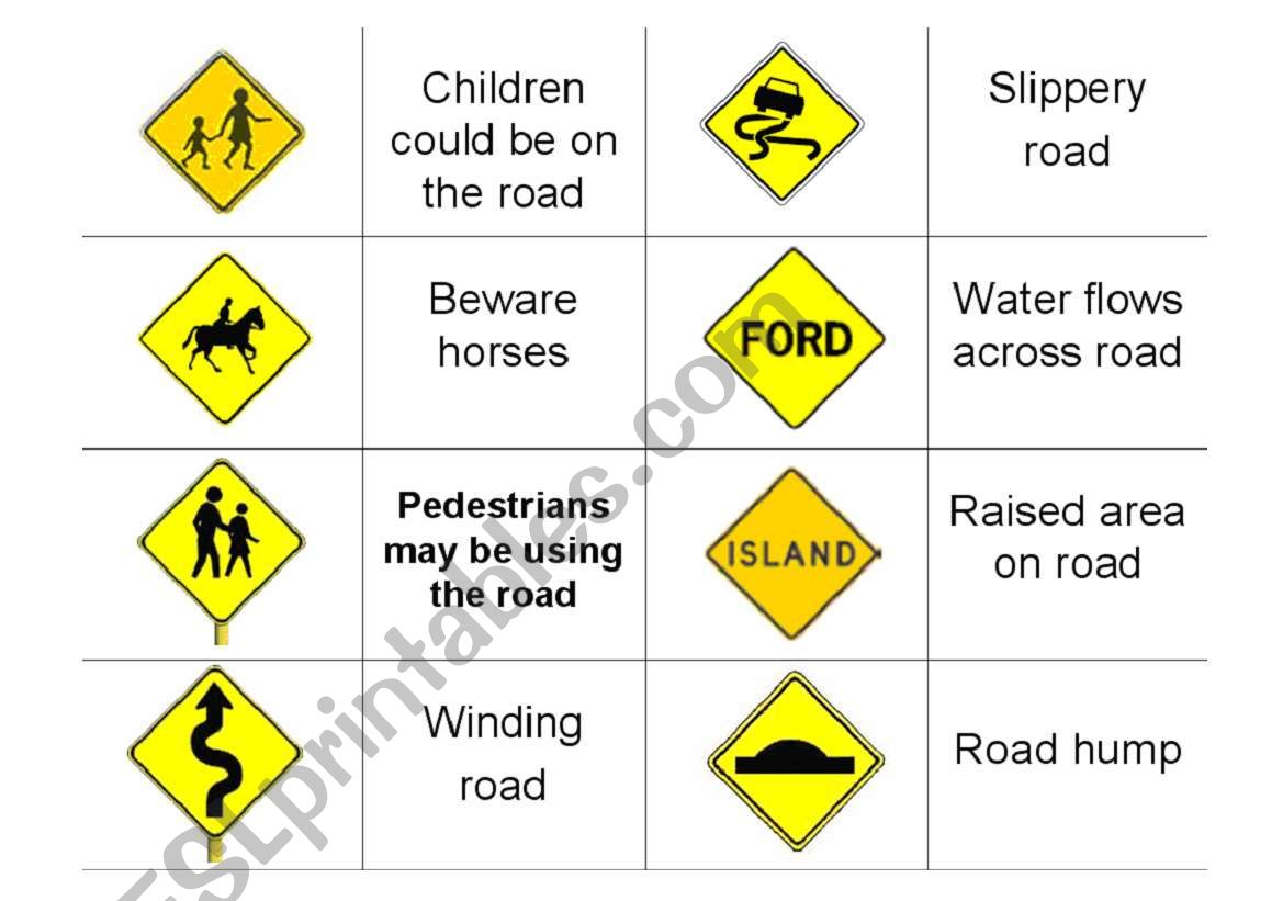 Driving ROAD SIGNS Part SIX worksheet